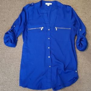 Royal Blue Calvin Klein Chiffon Blouse